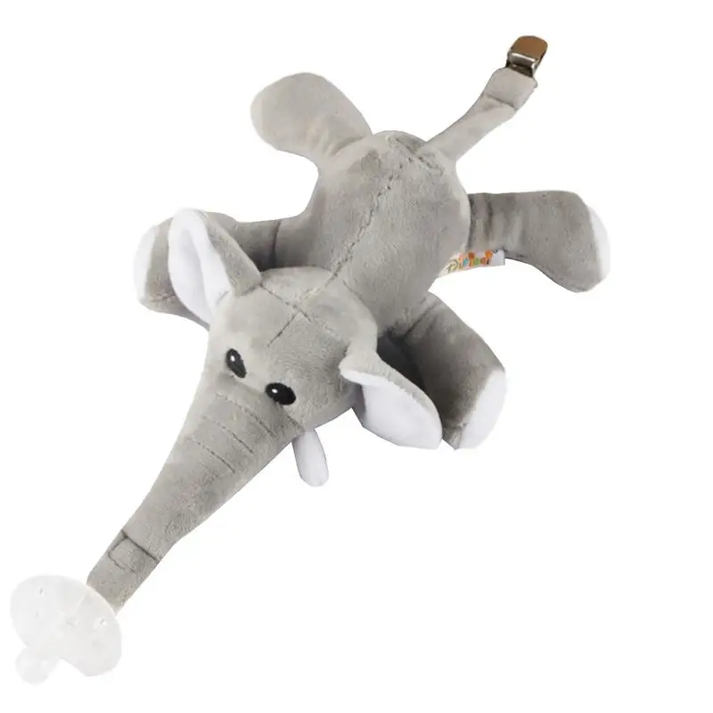

Baby Stuffed Elephant Shape Pacifier Teether Anti-Drop Soft Plush With Detachable Silicone Infant Dummy Nipple Baby Care