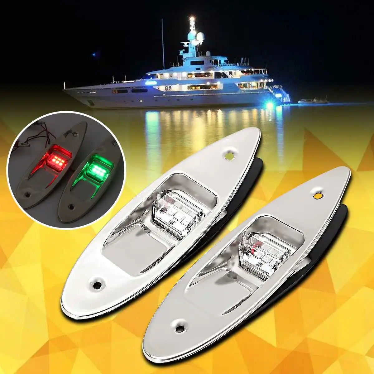 New Universal 2x 12V Red&Green Waterproof Marine Boat LED Light Side