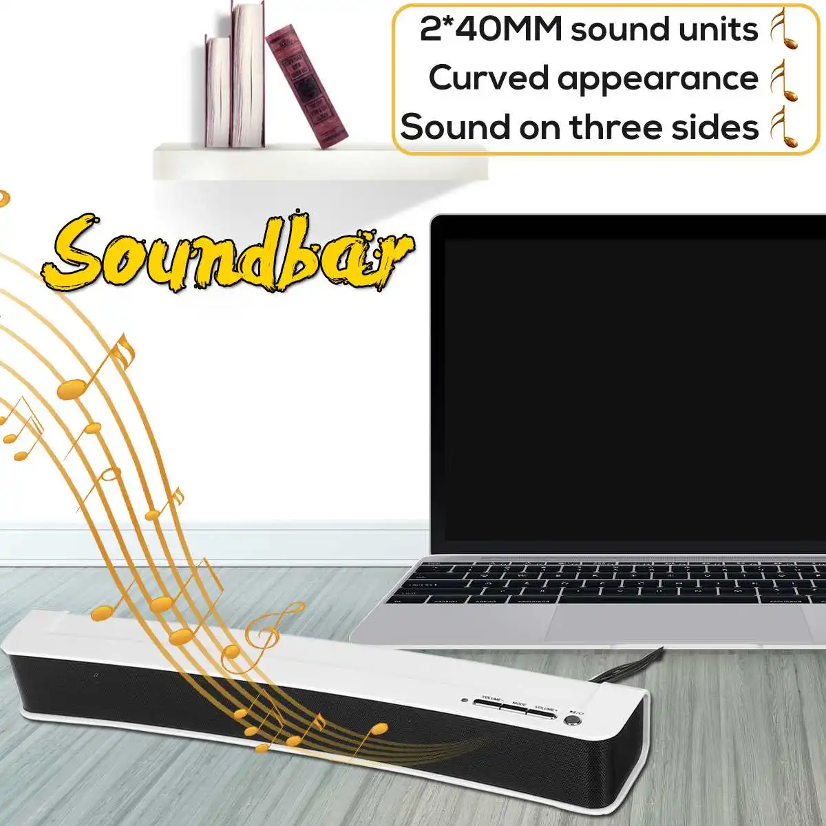 

Portable USB Soundbar Speaker For Computer PC Home Stereo Curved Sound Bar Bass Speaker System