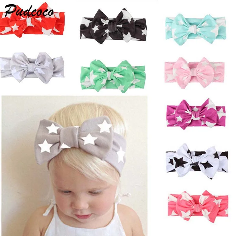 

Kids Girl Baby Headband 2018 New Toddler Lace Bow Flower Star Print Infant Cotton Hair Band Accessories Lot