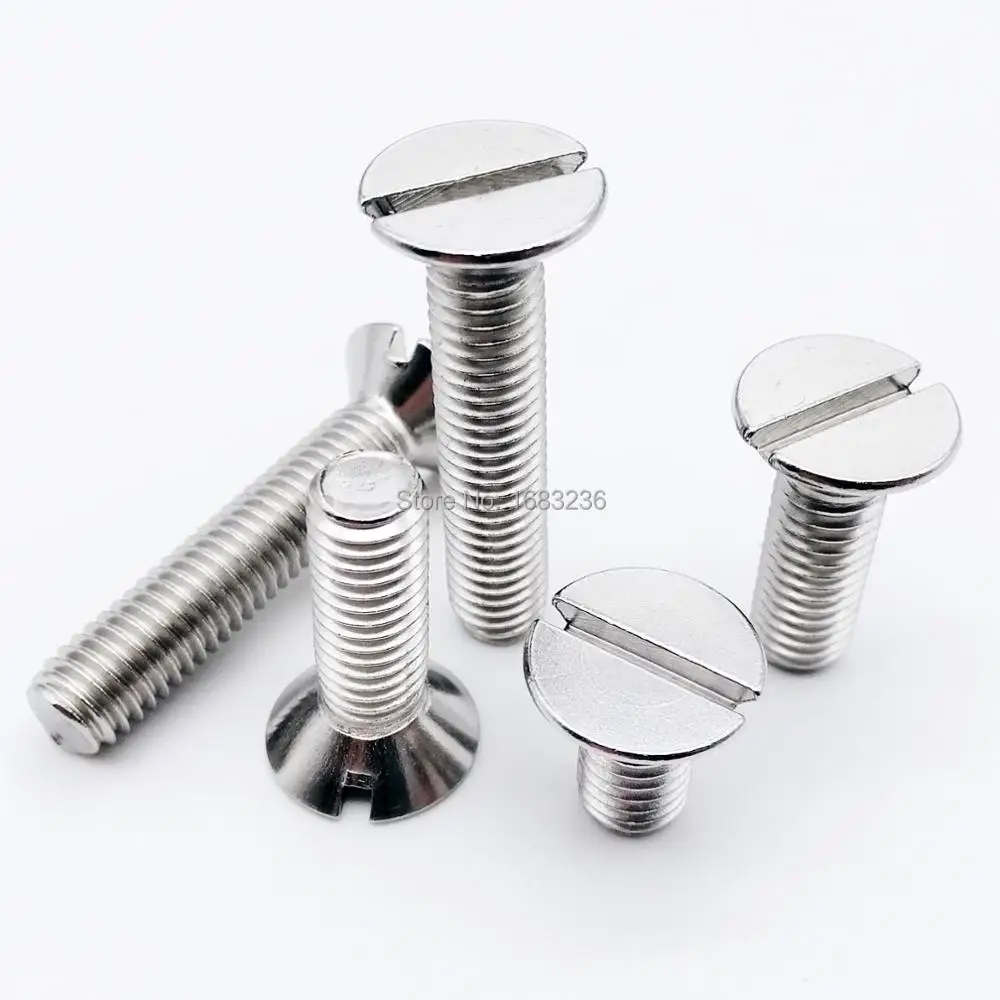 A2 Stainless Steel Pack 10 Slotted Countersunk Machine Screws