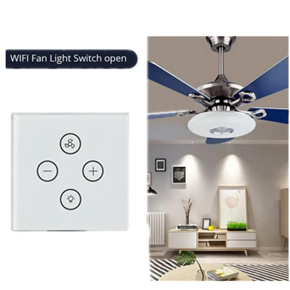 

EU Fan Light Lamp Wifi APP Panel Smart Ceiling Fan Switch Works With Alexa Google Control Speed Remote Regulation Home Wall Swit