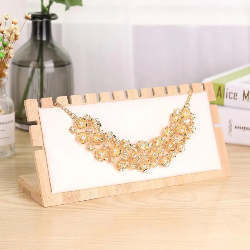Wood PU Earring Display Rack Jewelry Organizer Stand Necklace Holder Shelf Wood PU Earring Display Rack Jewelry Organizer Stand Necklace Holder Shelf