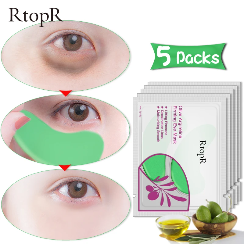 

10pcs=5pairs Olive Collagen Eye Mask Face Skin Care Argireline Firming Ageless Remove Eye Bag Dark Circles Puffiness Eye Care
