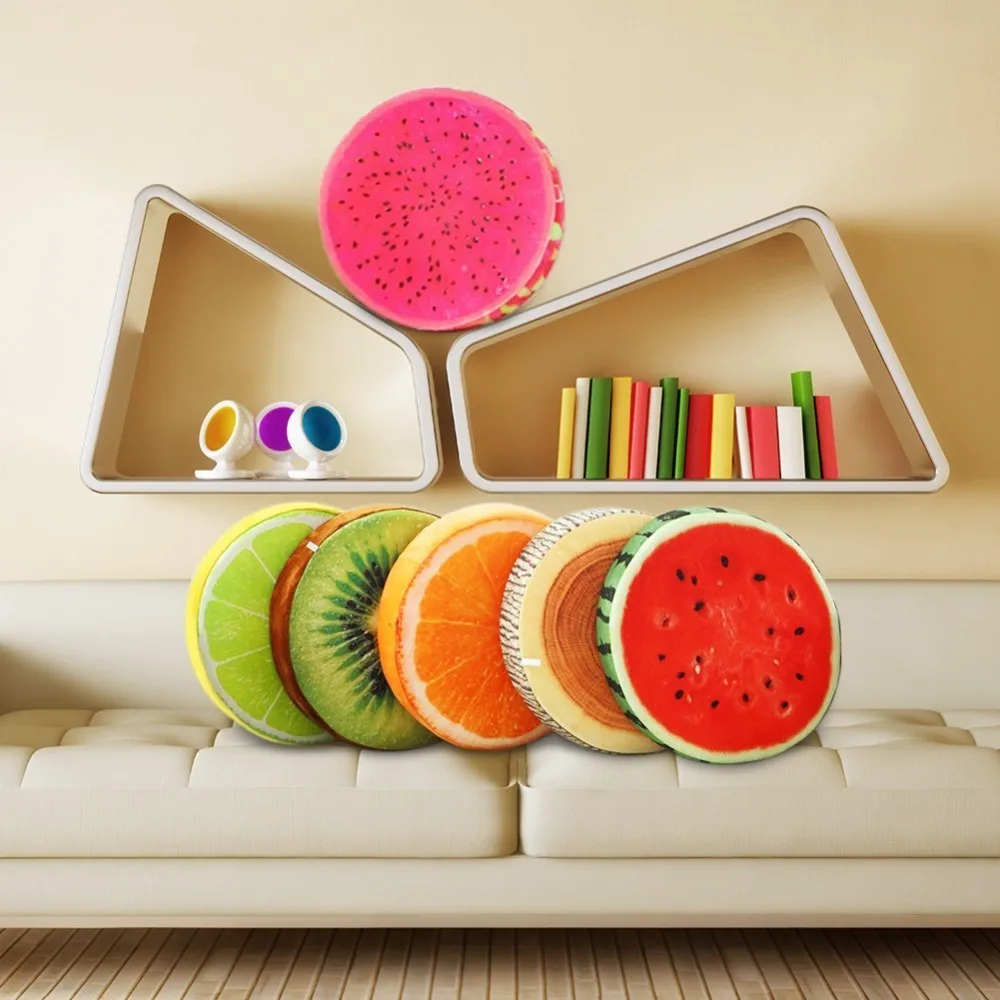 

33cm 3D Summer Fruit Cushion Seat Cushion Round Pillow Creative Home Decor Novelty Birthday Gift Sofa Throw Pillow cover