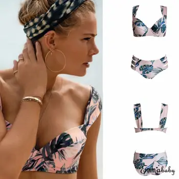 

2019 New Fashion Women High Waisted Bikini Set Push Up Bra Padded 2Pcs Summer Swimsuit Swimwear Bathing Casual