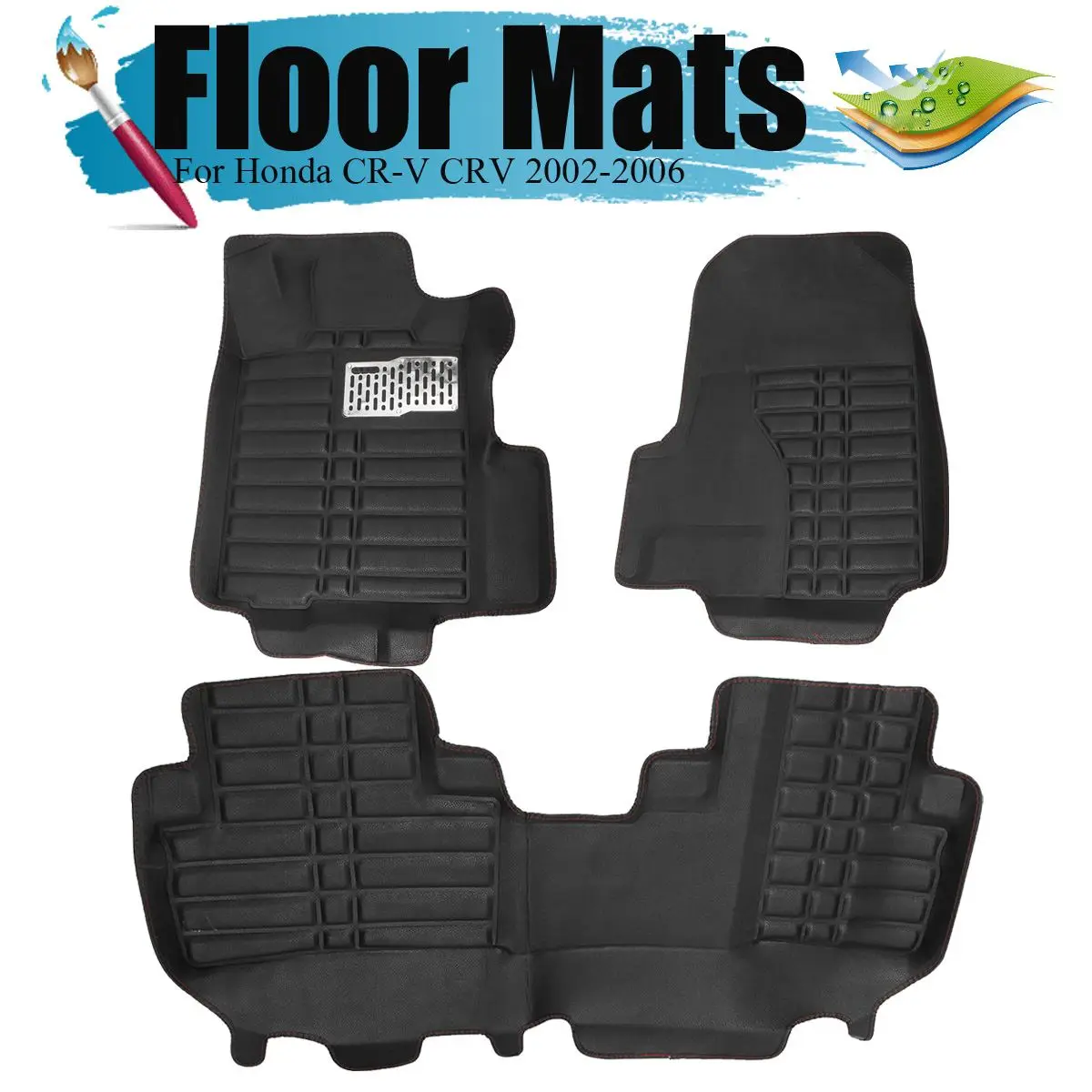 

Car Floor Mat Waterproof Soft Floor Mats For Honda for CR-V CRV 2002 2003 2004 2005 2006 Auto Carpet Cover Auto Accessories