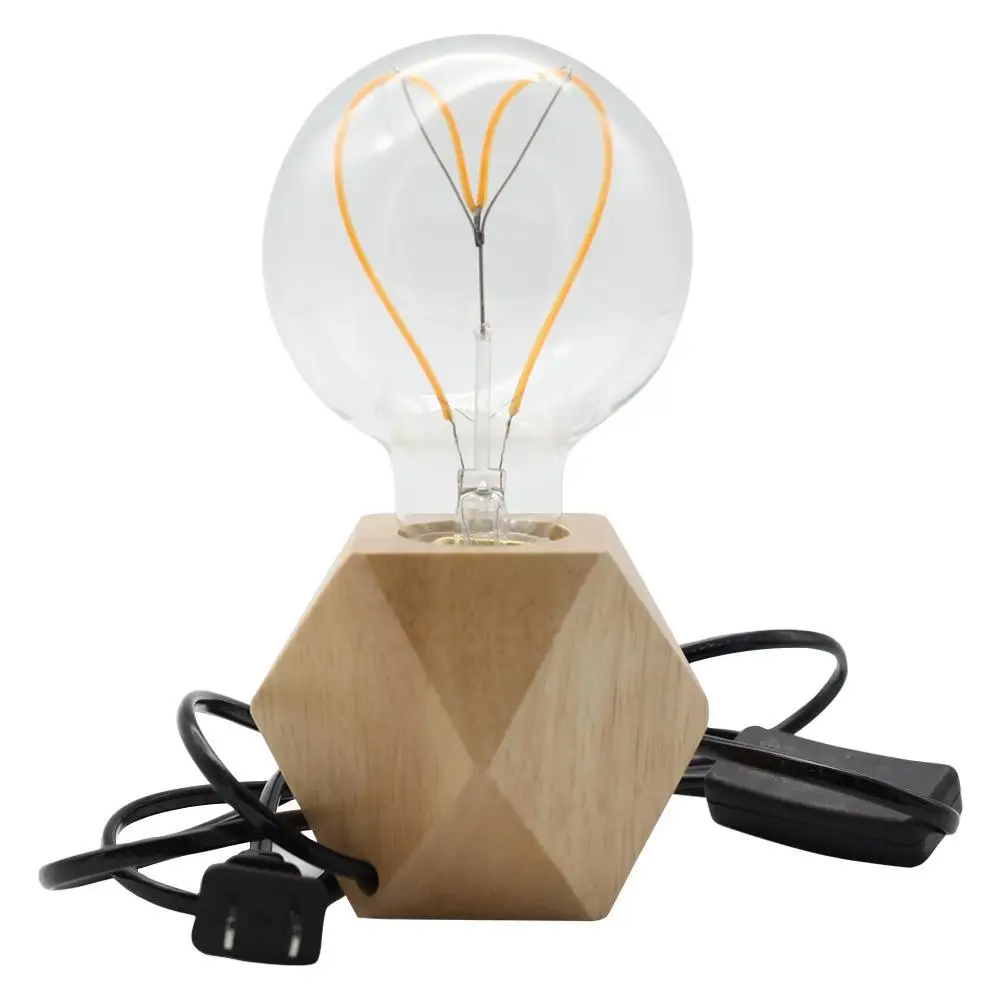 

Adeeing Table Lamp E27 Wooden Desk Lamp Diamond Bedside Lamp for Home/bedroom/living Room Decor US Plug Wooden Base(No Bulb)