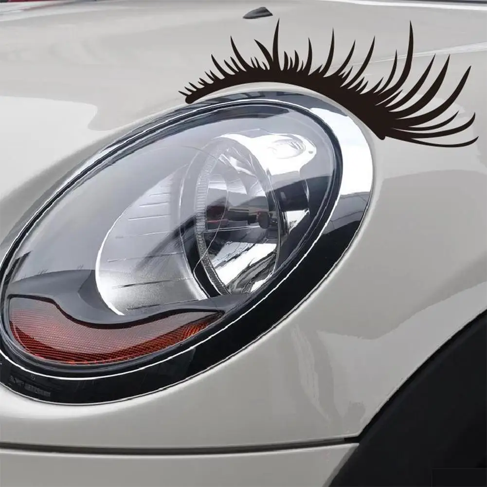 

Hot 2Pcs Eyelashes Light Eyebrow Car Stickers Body Sticker Decals Car Door Blocked Scratches Vinyl Graphic Motorcycle Sticker
