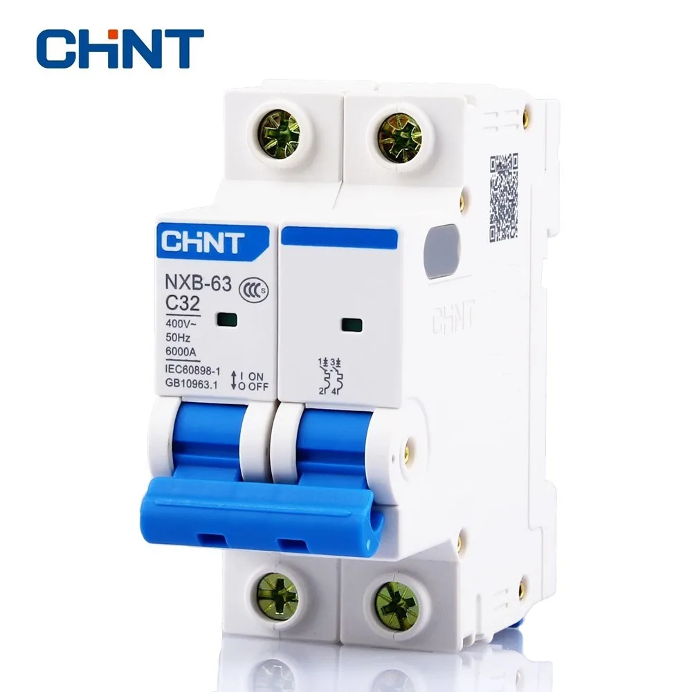 

CHNT Small Low Voltage Circuit Breaker Household Two Pole Mini Circuit Breaker NXB-63 2P 32A 400V 50HZ Air Switch New DZ47
