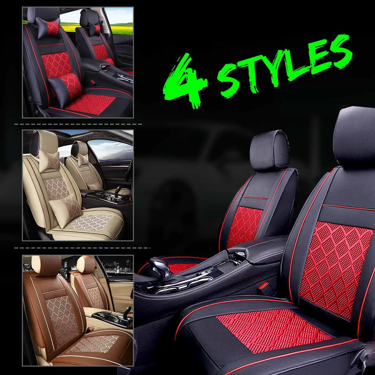 

Universal Size Car Ice Silk Cushion Car Seat Waterproof Protection Auto Seat Cover Breathable Leather Seat Cover For Four Season