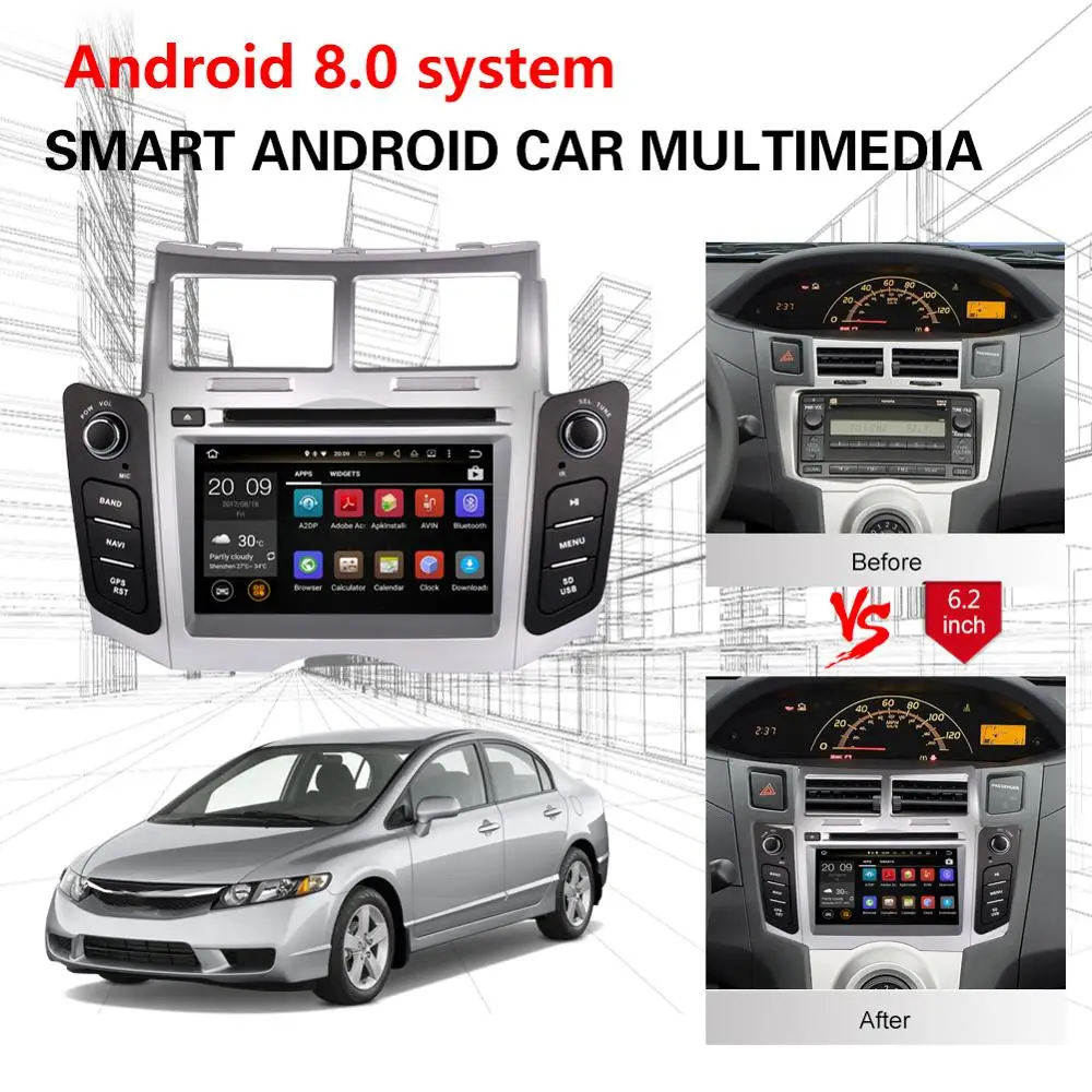 Flash Deal 4GB RAM Android 8.0 Car Radio DVD Player For Toyota Yaris 2005 2006 2007 2008 2009 2010 2011 with GPS Navigation Bluetooth Wifi 2 Flash Deal 4GB RAM Android 8.0 Car Radio DVD Player For Toyota Yaris 2005 2006 2007 2008 2009 2010 2011 with GPS Navigation Bluetooth Wifi 2