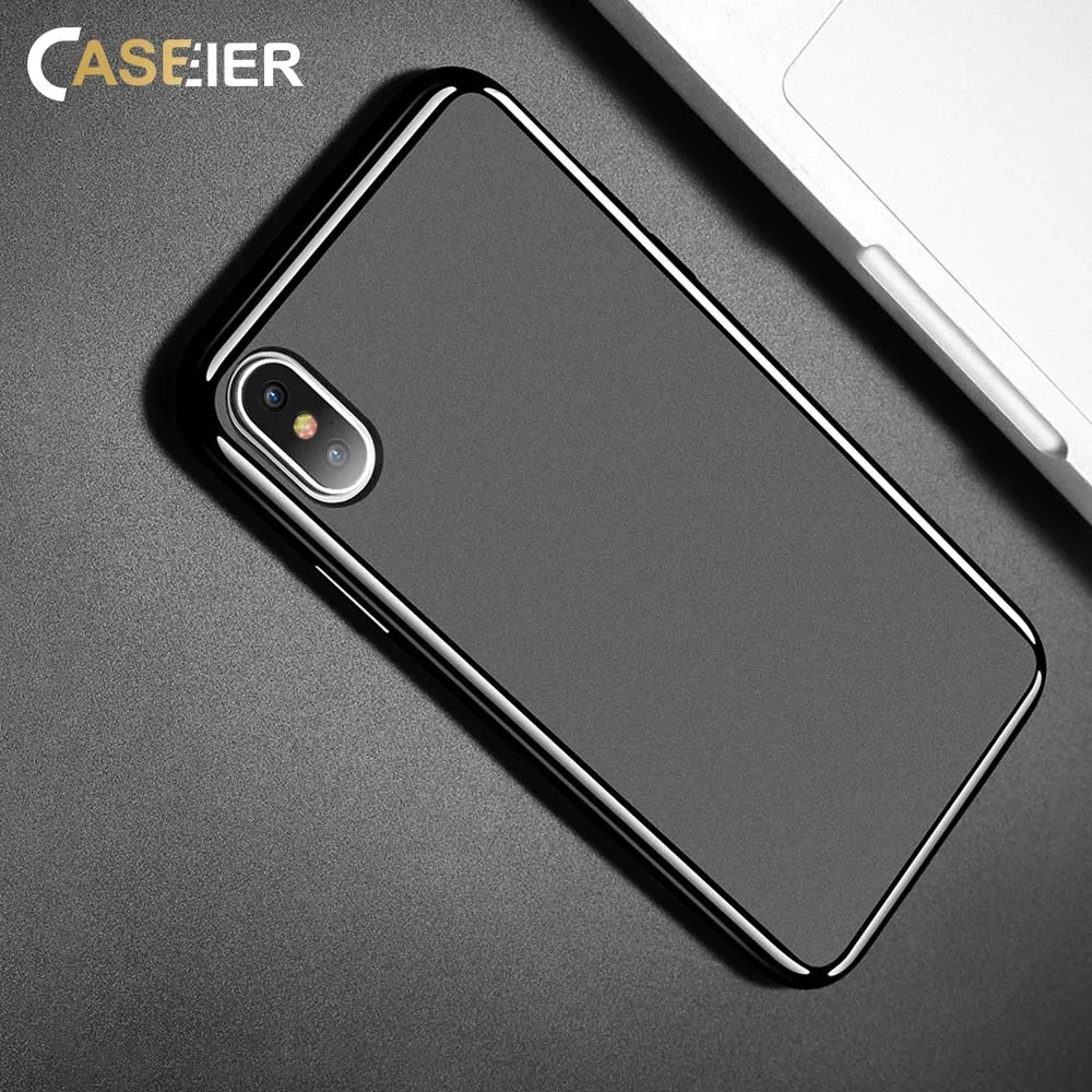 CASEIER Plain Phone Case For iPhone X Xr Xs Max Soft Transparent Silicone 6 6s 7 8 Plus 5s SE Black Protective TPU |