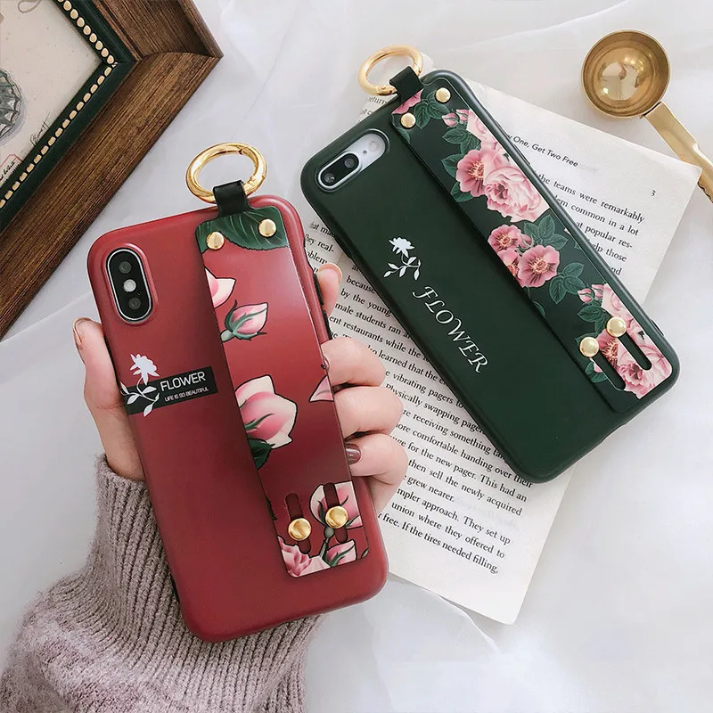 XINDIMAN силиконовый чехол из ТПУ для iphone 7 7 plus браслет подставка capa для iphone XR чехол Ретро Цветочный 6 6s 6 plus 8 8 plus X XSMAX
