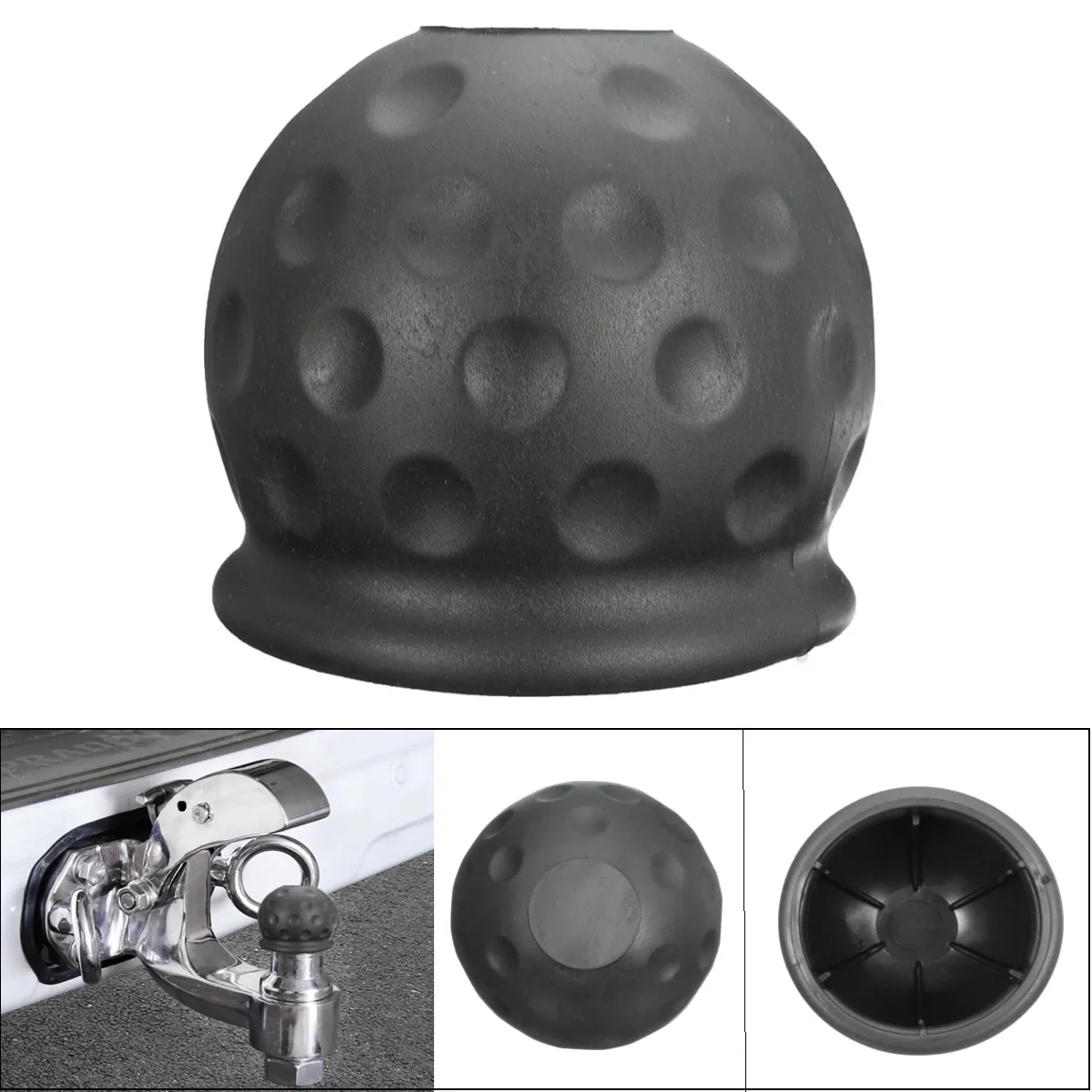 50.8 مللي متر الأسود البلاستيك العالمي السحب بار الكرة كاب غطاء سيارة سحب عقبة قافلة مقطورة Towball حماية