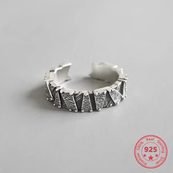 

European American Style 100% 925 Sterling Silver Rings Simple Retro Vintage Personality Open Rings Women Jewelry