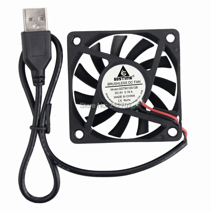 Ventilador de Refrigeração Peças Lote Gdstime 60*60x10 60mm mm 6010 s 6 cm Motor Brushless 5 Volts Usb dc 30 - - Imagem 3