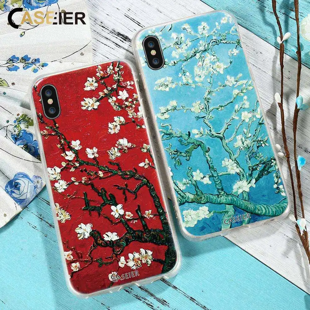CASEIER 3D винтажный рельефный чехол с цветочным рисунком для iPhone 7 8 6 6s Plus из ТПУ