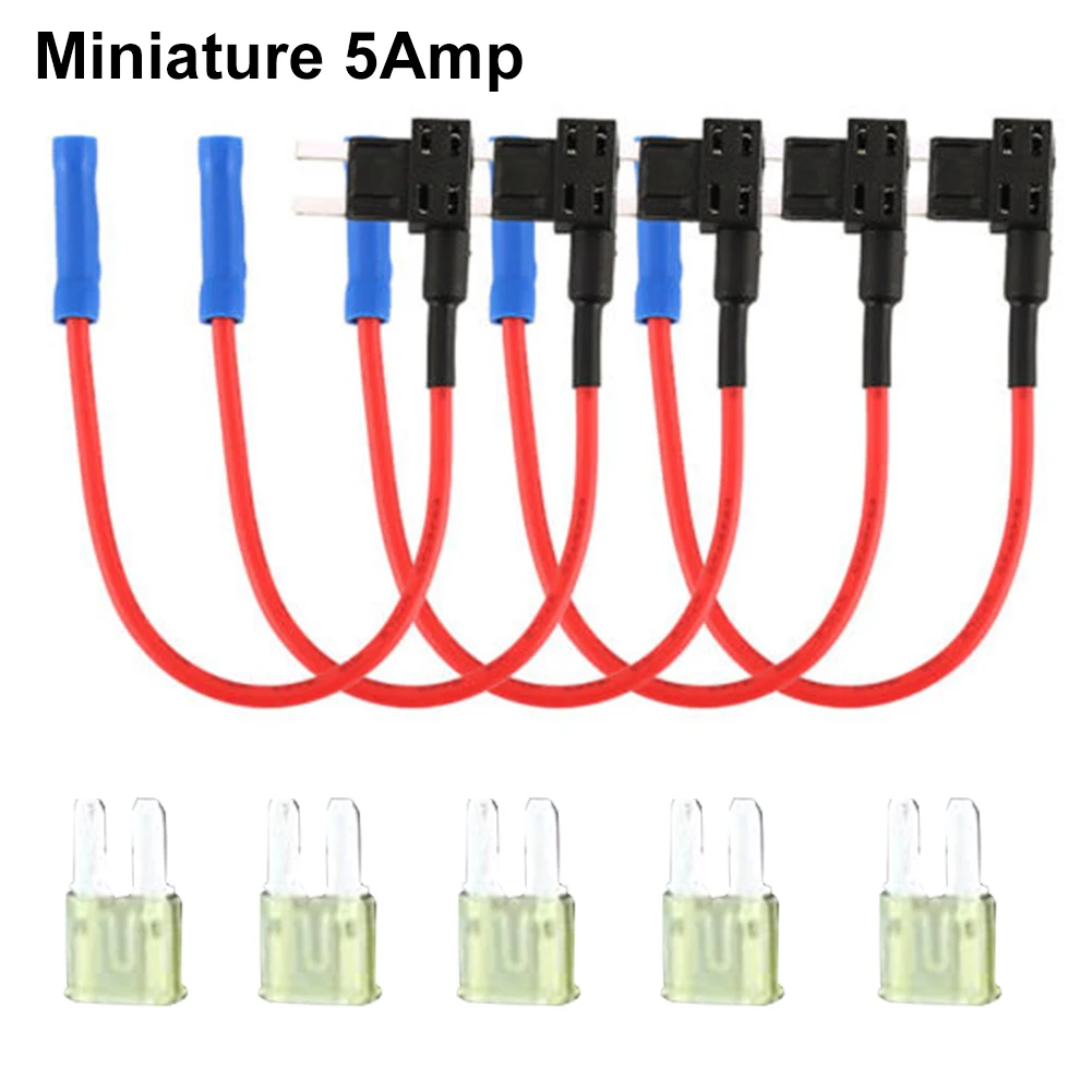 5Pcs/set Micro Size Car Fuse Holder Add-a-circuit Piggy Back Fuse TAP Adapter with 5A Mini ATM Blade Fuse