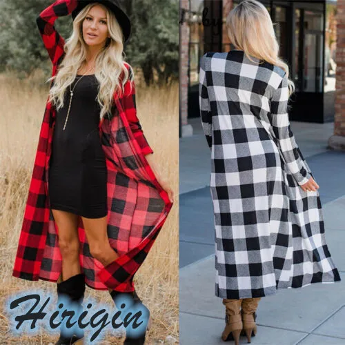 

Women Clothes NEW Casual Women's Long Sleeve Plaid Long Sweatshirts Retro Casual Loose Open Floaty Sweatshirts