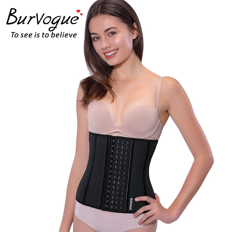 Tanie Burvogue 25 gorset stalowy kobiety talia trener biustem talia gorset odchudzanie oddychająca trening pasy lateksowy gorset