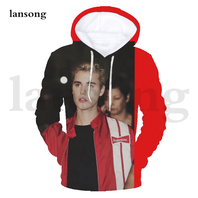 Justin Bieber 3d Print Hoodies Fashion Men Harajuku Funny Sweatshirts Streetwear Hip Hop Quality Plus Size Autumn Winter Clothes