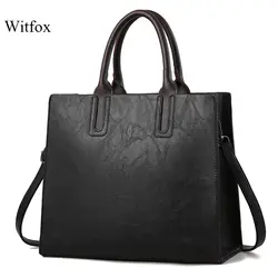 Witfox Винтаж стиль для женщин сумки Европейский Большой ёмкость классический простой дамы плеча хозяйственная сумка