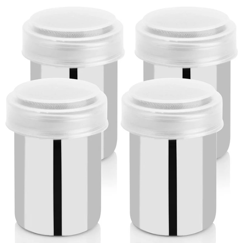 

Stainless Steel Fancy Coffee Dredger Cocoa Powder Shaker With Fine-Mesh Lid & Translucent Plastic Cover For Baking & Cooking A