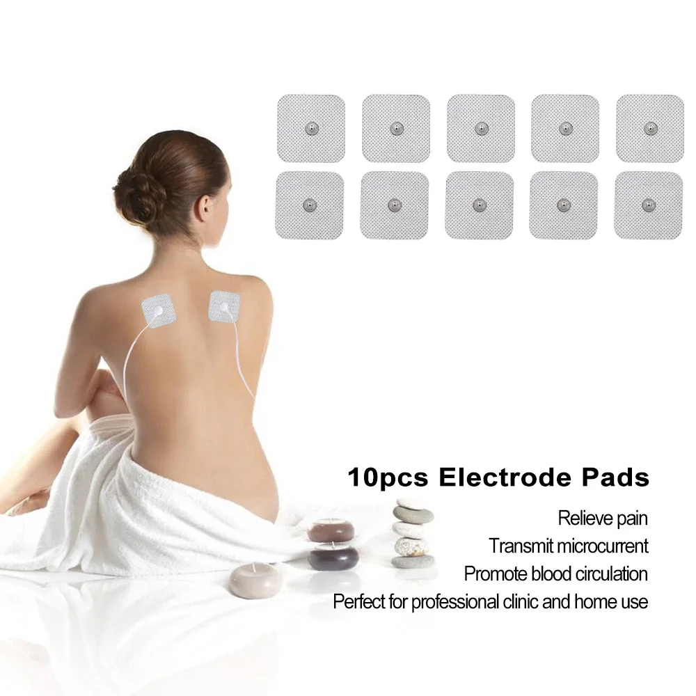 

10pcs Self Adhesive Replacement Electrode Pad 4*4cm Digital TENS Non-woven for Muscle Stimulator Tens Machine massage Pads