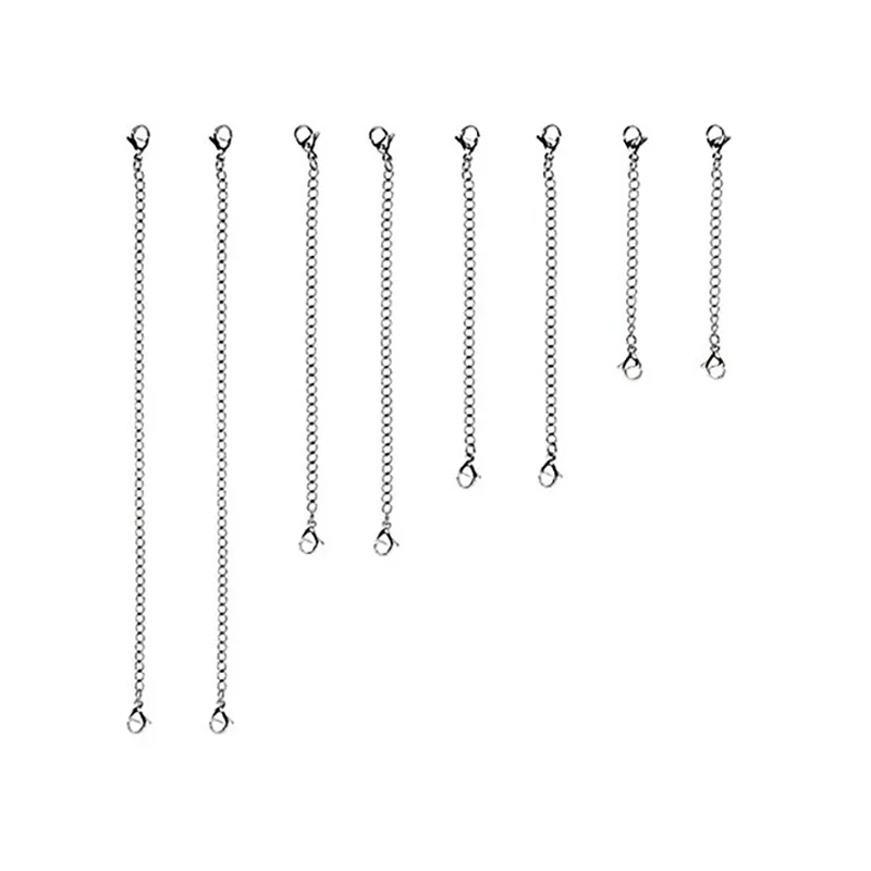 

8 Piece Stainless Steel Necklace Bracelet Extender Chain, Set 4 Different Length: 6 inch 4 inch 3 inch 2 inch