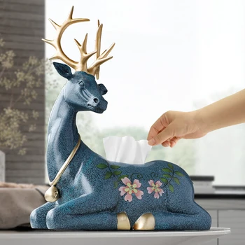 

Resin Deer Statues For Home Decor Tissue Box Holder Cover Container Animal Tabletop Deer Sculpture Decorations For Home Office