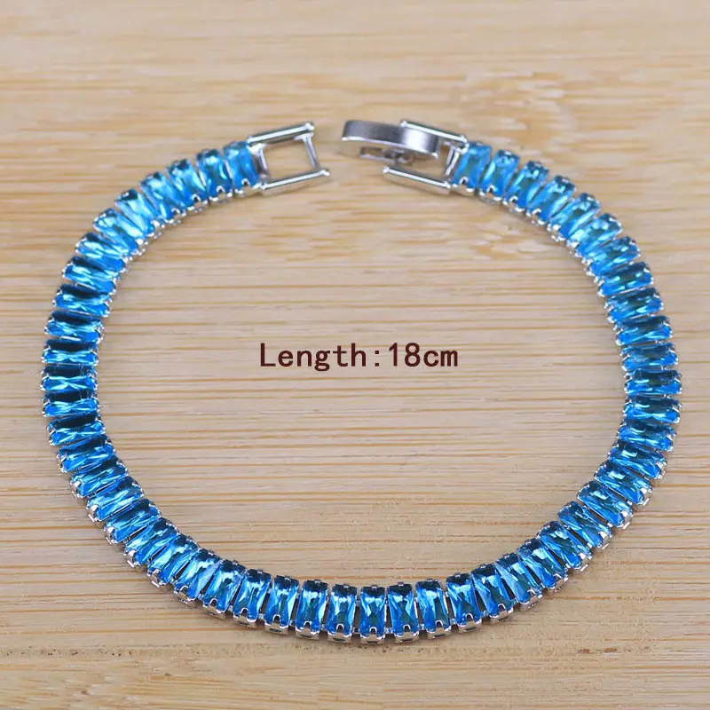 

Elegant Chrismas Gift Connected Square Shape Cubic Zirconia Stone Tennis Bracelets Bangle Women CZ Jewelry BR02