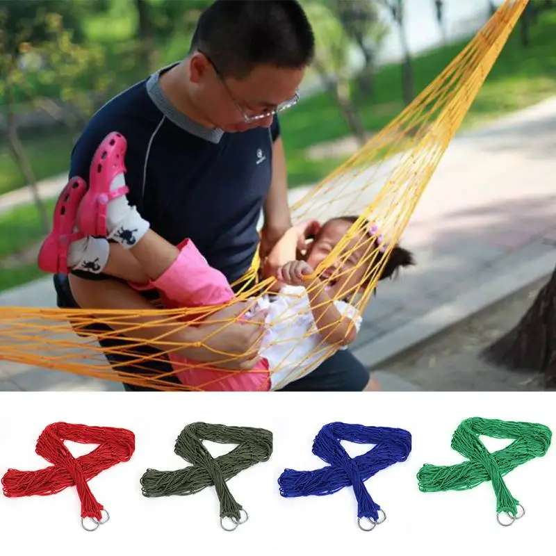 

240*80cm Outdoor Hammock 9 Strands Nylon Rope Mesh Hammock Portable Leisure Swing Hanging Nap Bed DropShip #1206