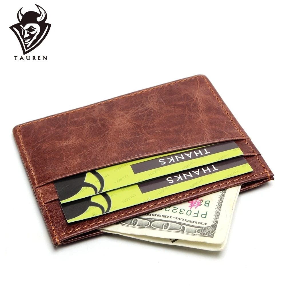 

2016 Travel RFID Wallet Card Holder Vintage 100% Genuine Leather Porte Carte Front Pocket Slim Card Wallet Credit Card Holder