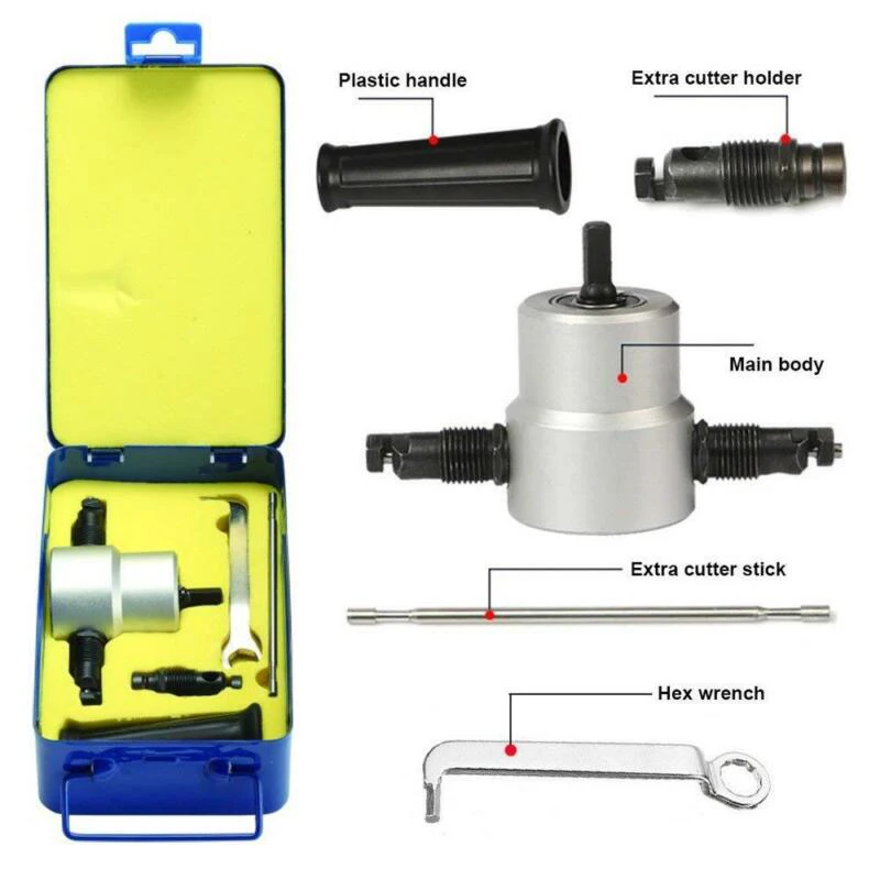 

160A Set Metal Cutting Double Head Sheet Nibbler Saw Drill Cutter Tool Set