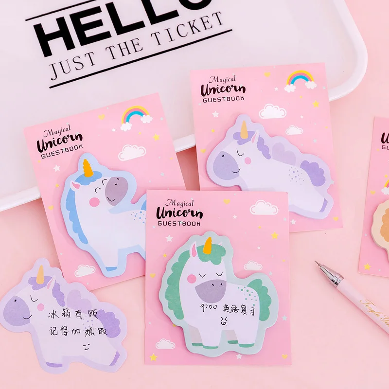 30 листов Kawaii Единорог блокноты для записей милые клейкие детей Подарки назад в