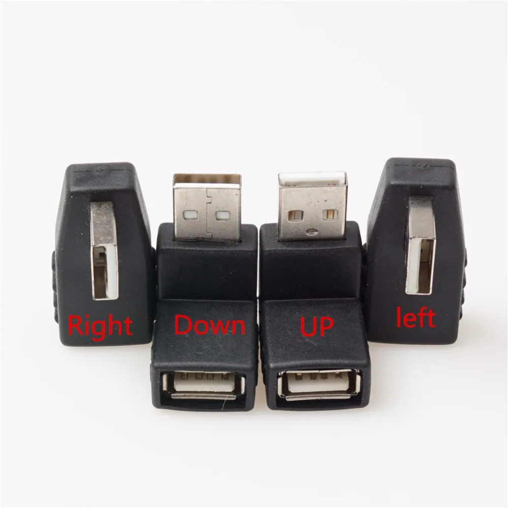 يسار/يمين/أعلى/أسفل زاوية 90 درجة USB 2.0 الذكور 90 الزاوية USB الإناث إلى الذكور كابل محول