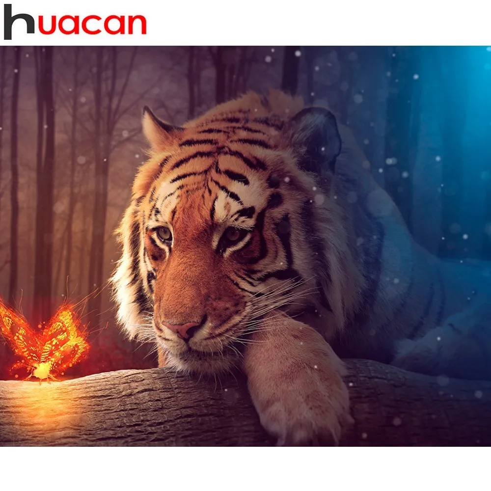 

HUACAN 5D DIY Full Square Diamond Painting Animal Rhinestone Mosaic Diamond Embroidery Tiger Cross Stitch Home Decor Gift
