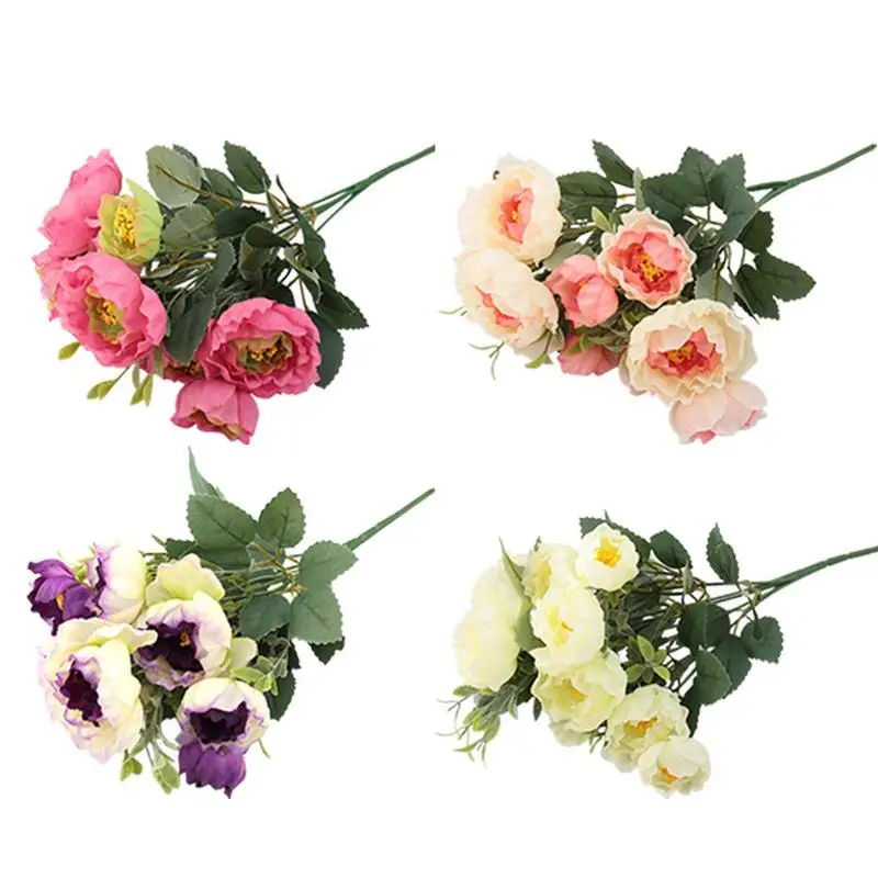 

Handmade Plastic Artificial Camellia Wedding Home Decoration Bride Bouquet Gift Cheap Artificial Flower Bouquet