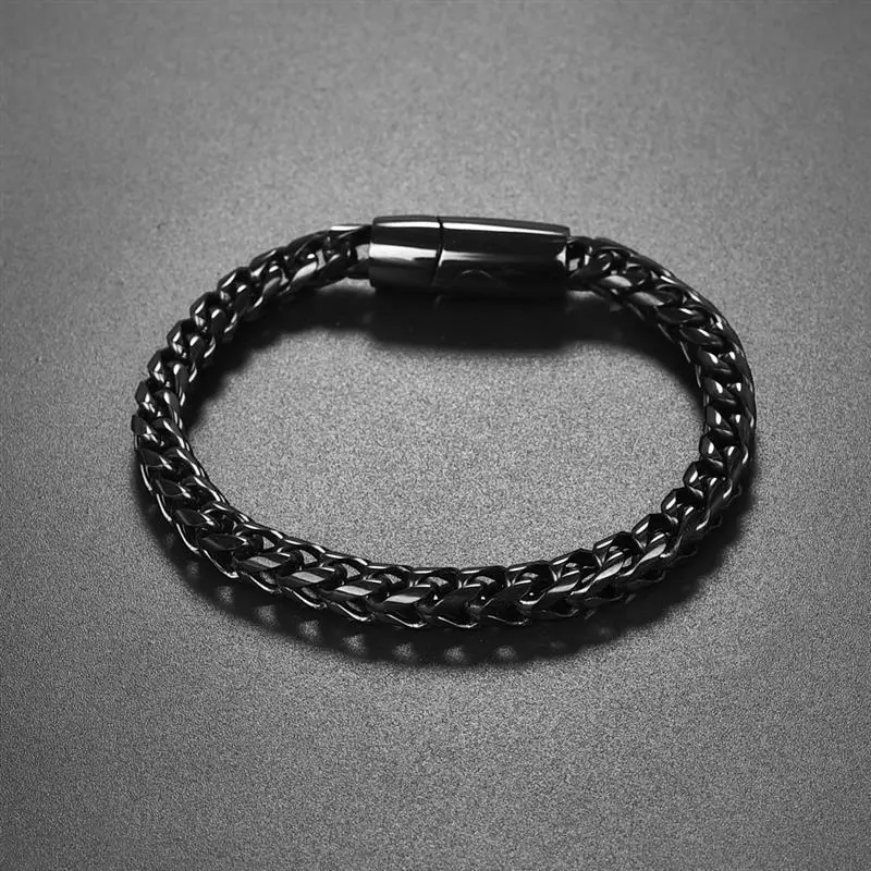 Jiayiqi мужской браслет из нержавеющей стали мужской ювелирный подарок модный черный браслет 21 см