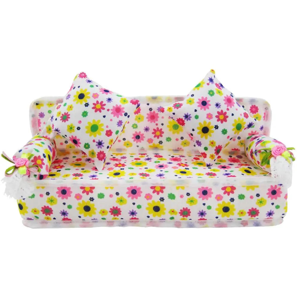 Barbie Doll House Accessories with Beauty Furniture Sofa Couch 2 Pillow Cushions 