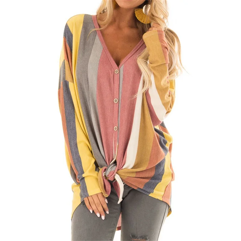 Download Aliexpress.com : Buy Kenancy Women Striped Button Down ...