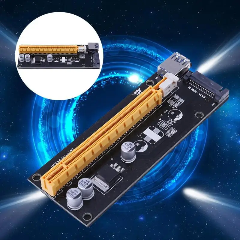 ALLOYSEED PCI Express Extender 1x to 16x with SATA to 4Pin IDE Molex power supply port Adapter for Mining Bitcion Miner