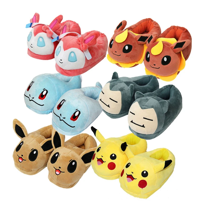 

Anime Pokemon Pikachu Cosplay Pajama Shoes Kids Cartoon Eevee Snorlax Winter Slippers Boys Girls Cotton Keep Warm Shoes