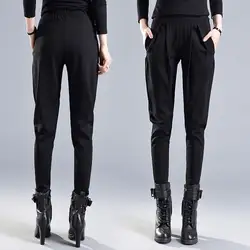 4XL плюс размер женские узкие брюки весна шаровары с высокой талией черные брюки английский стиль элегантные женские бриджи