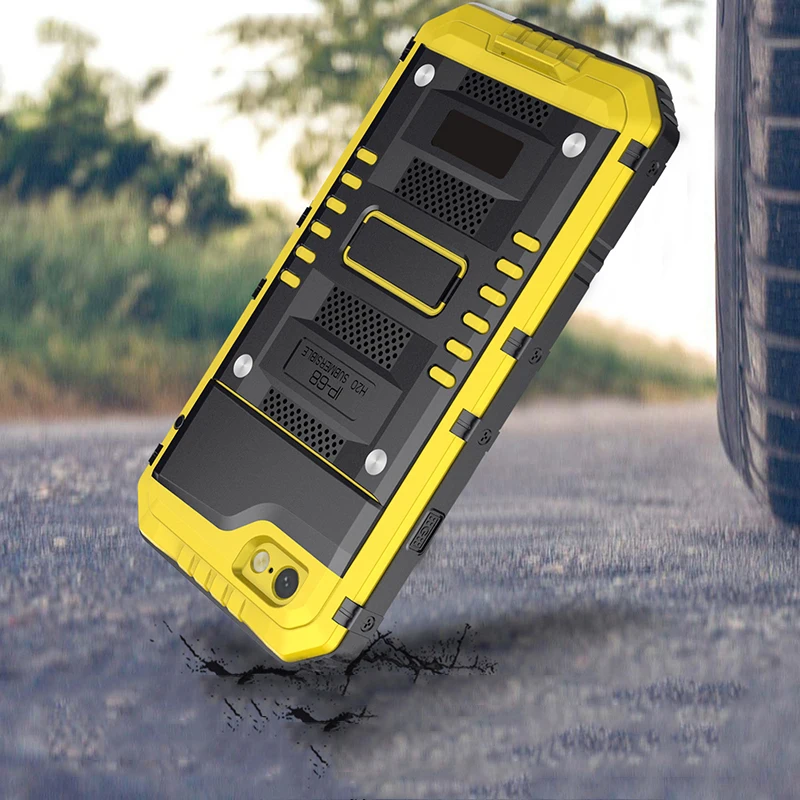 

Protective Cover With Glass Film For iPhone X 8 7 6 6S Plus XS MAXXR Anti Shock Hybrid Tough Heavy Metal Shockproof Armor Case