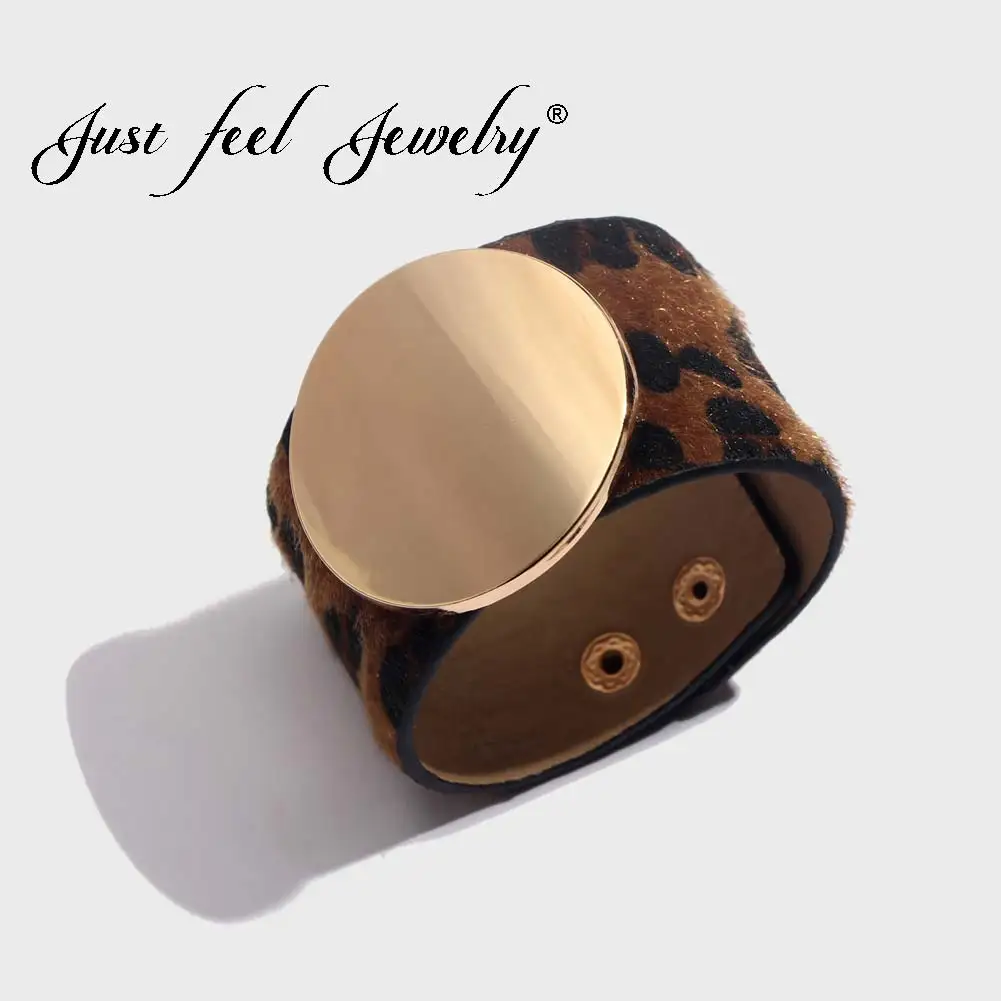 

JUST FEEL Boho Leopard Print Bangle Bracelets For Women Girl Gold Color Round Party Jewelry Vintage Punk Classic Bracelet Bijoux