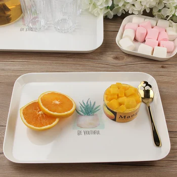 

Plastic Simple Bread Breakfast Plate Cup Rectangular Placement Melamine Tea Plate Cake Fruit Dish Plate Home Small Tray