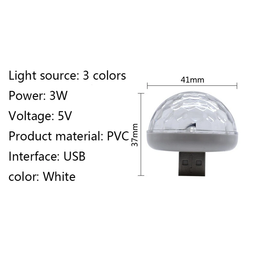 Мини Портативный USB Хрустальный шар Диско свет LED красочный эффект Звуковое
