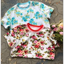 BOPSTYLE-женская футболка с принтом «Букет арбуза», круглым вырезом и коротким рукавом с контрастным вырезом